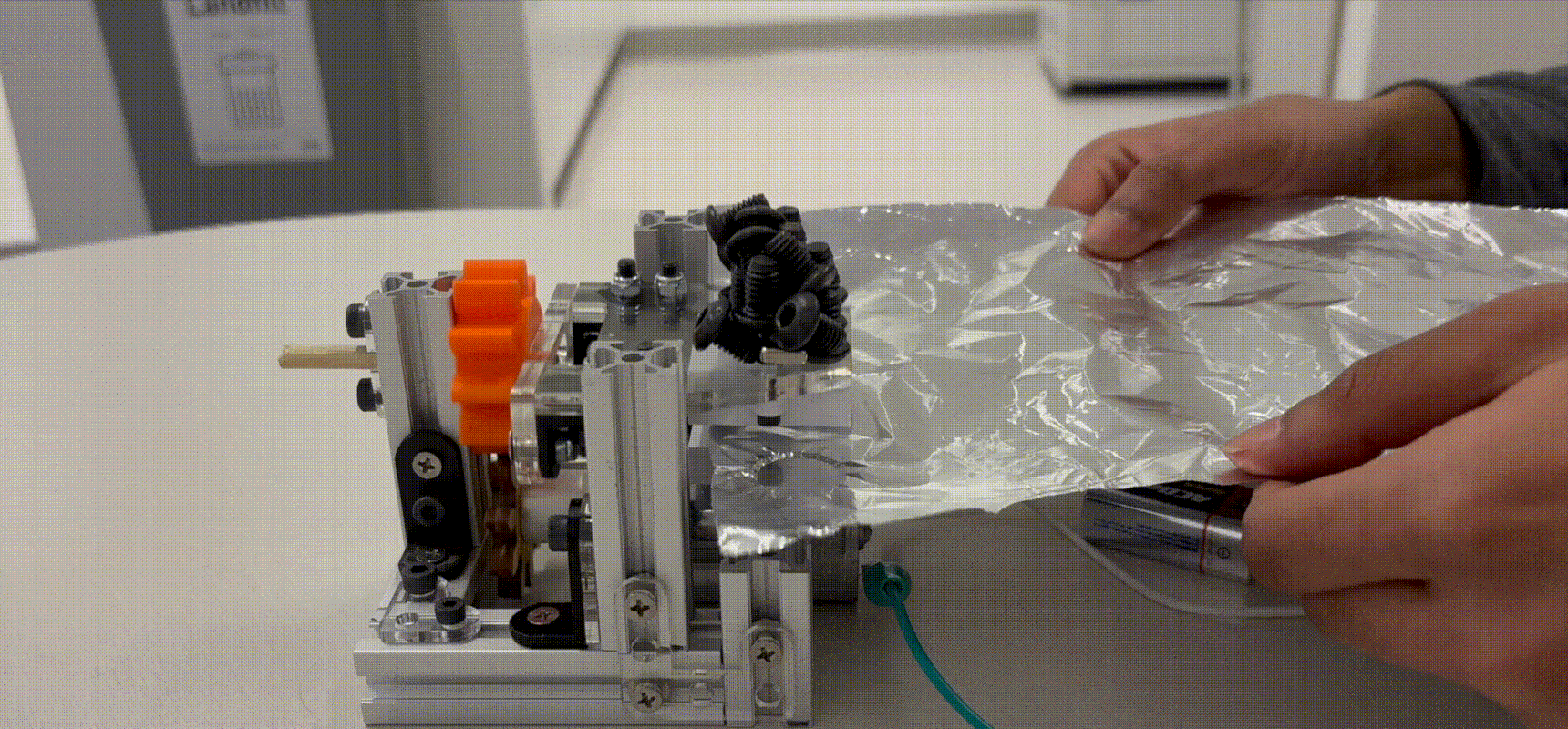 Demonstration of the iterated prototype of the embosser in motion