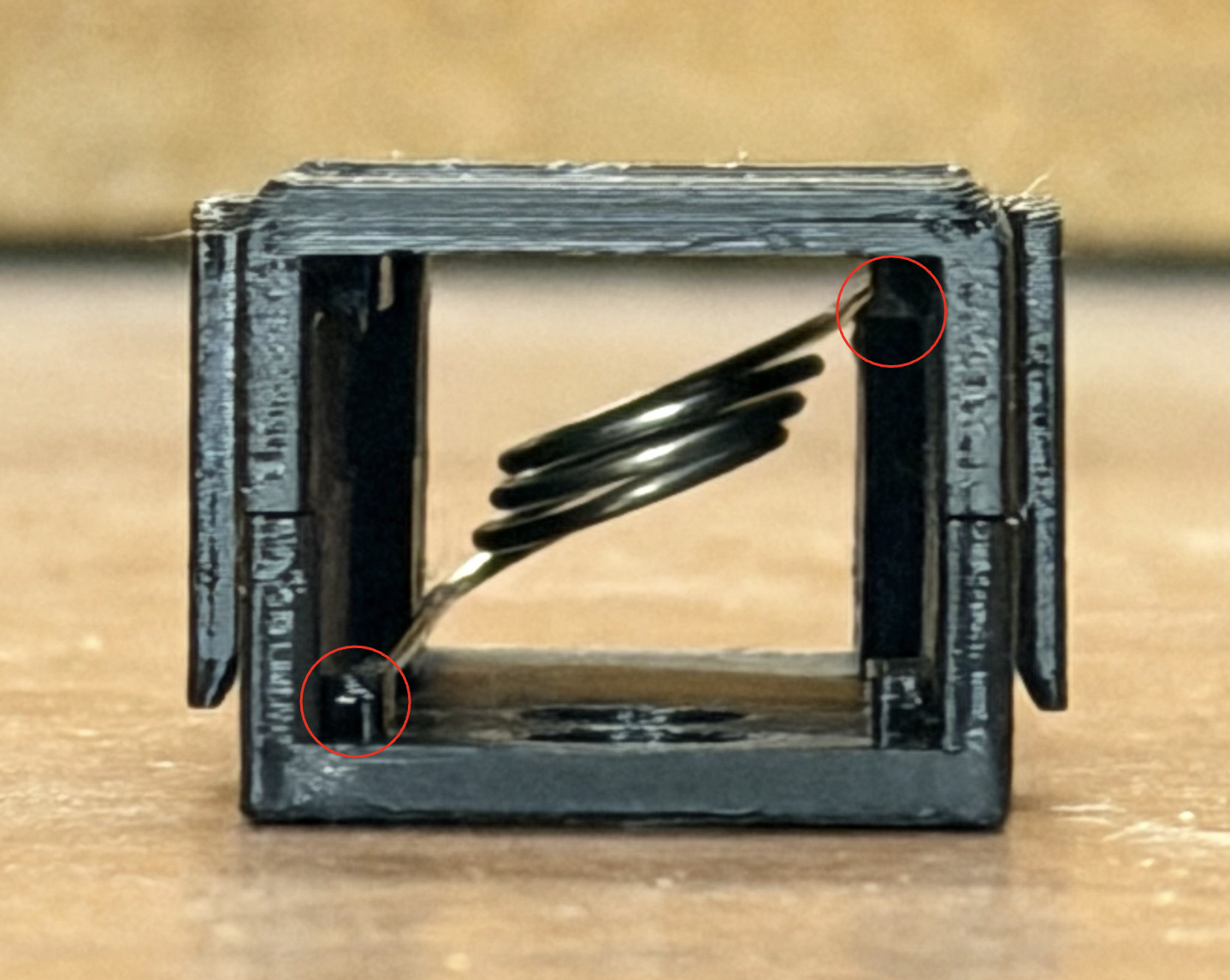The implemented spring design in the the printed parts