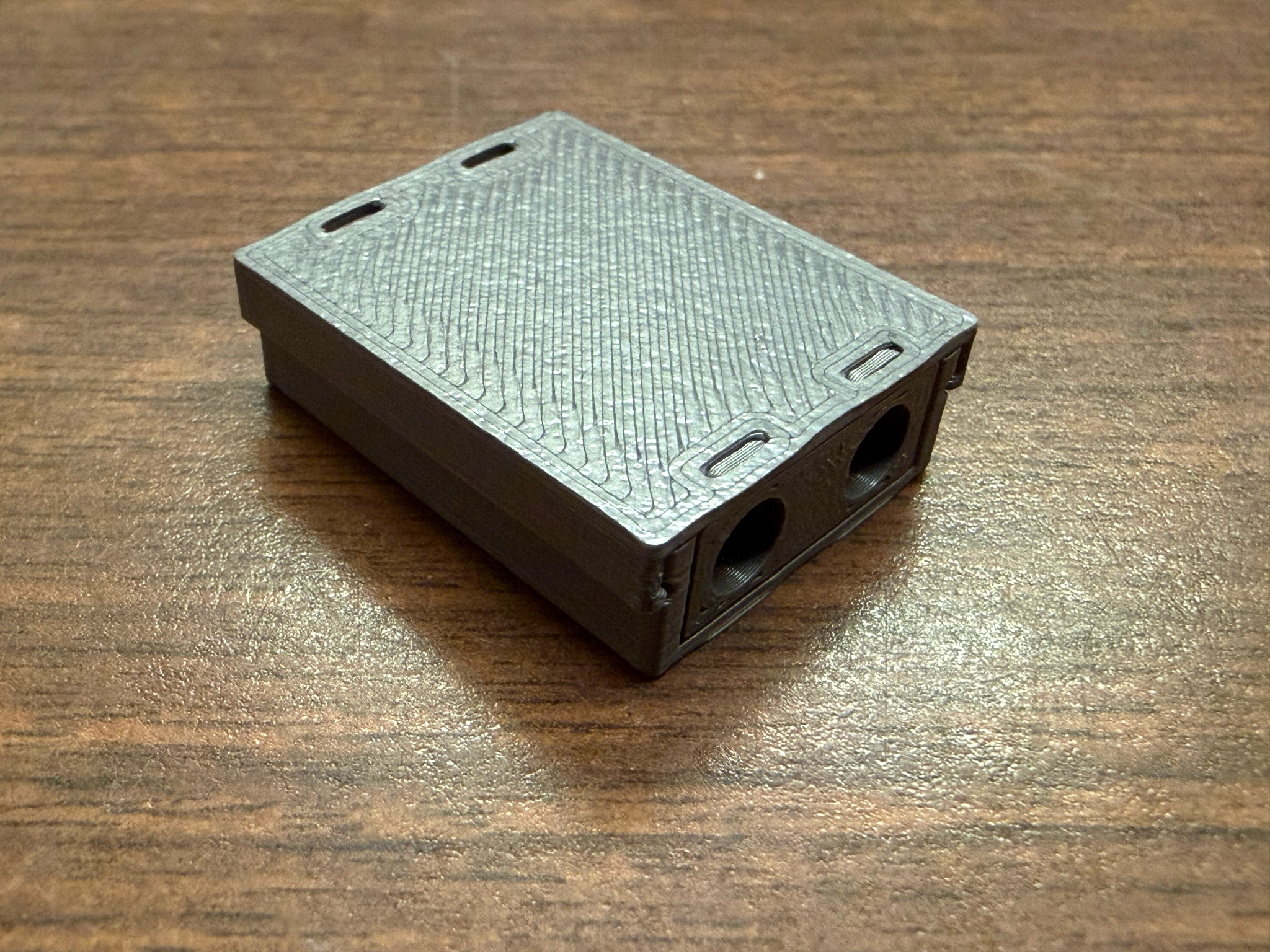 The assembled snap fit enclosure
