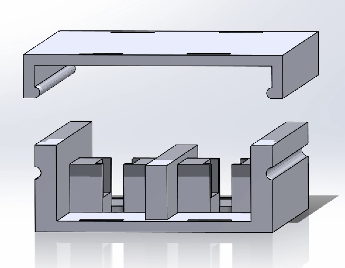 CAD model lid and body of the snap fit enclosure for the laser diodes